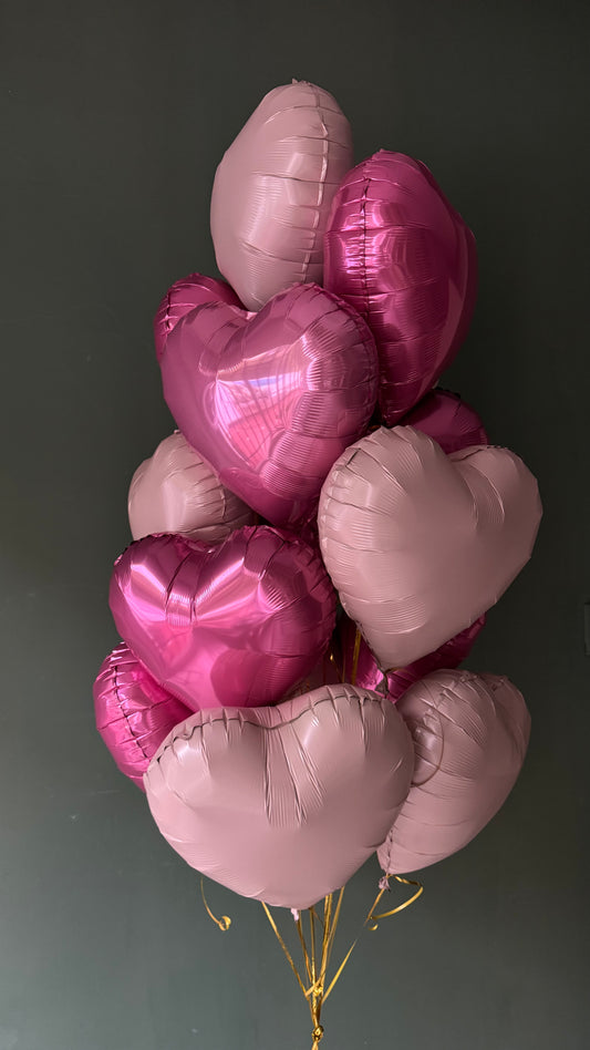 Сет фольгированных шаров сердца 12 шт с гелием