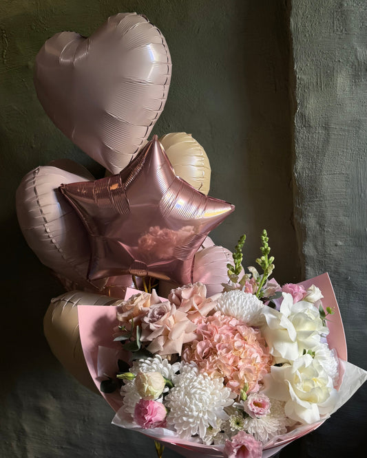 Foil balloons set of 7 pieces with helium in beige tones