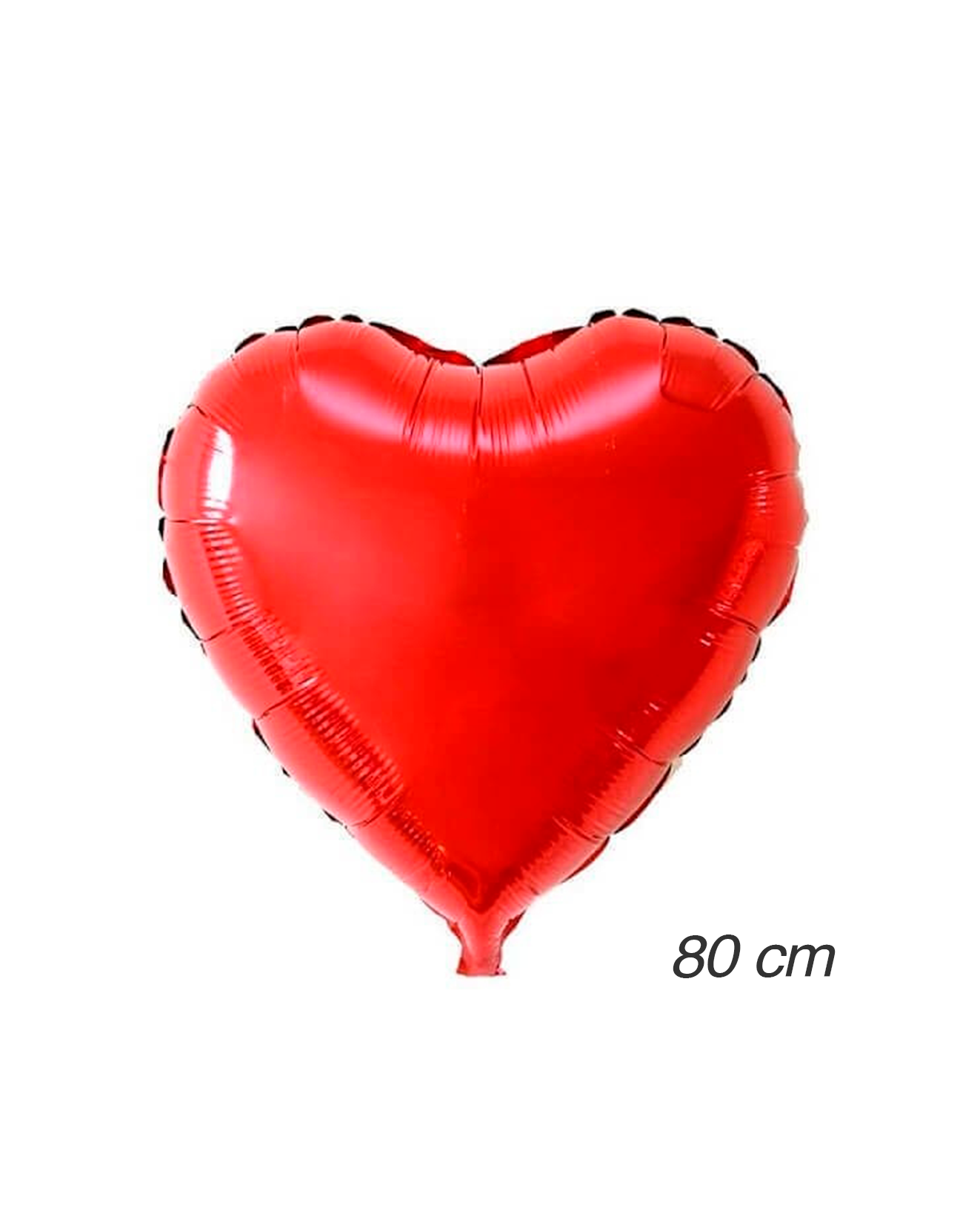 Red heart-shaped balloon on a white background with '80 cm' text.