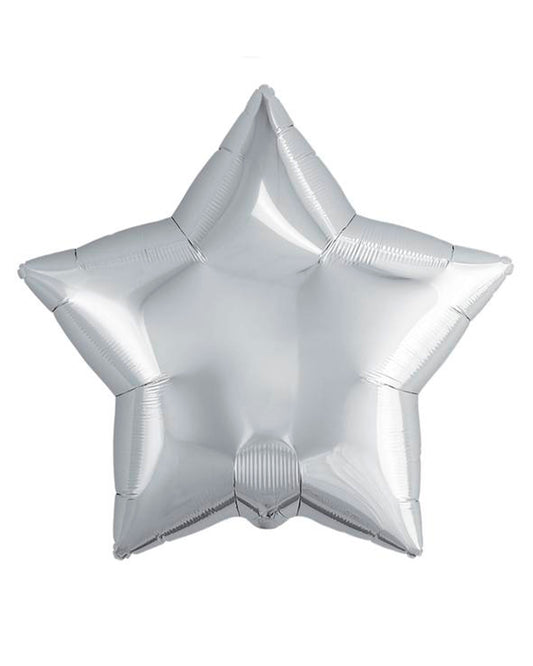 Silver Star Foil Balloon 18" with helium