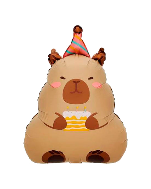 Foil Balloon Capybara with Cake with helium
