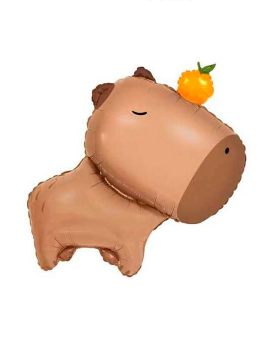 Сapybara with Orange Foil Balloon with helium