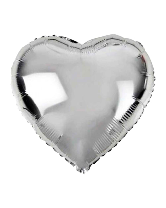 Silver Heart Foil Balloon 18" with helium