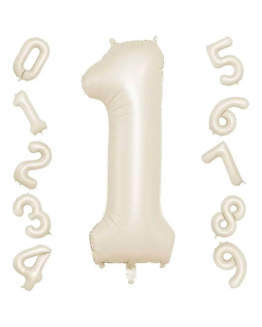 Foil Balloon Big Numbers Cream with helium